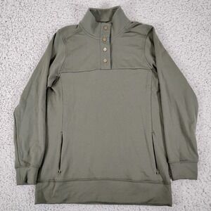 WOOLX Sweater Mens Small Green Paxton Merino Wool Pullover Pockets Hiking Snap